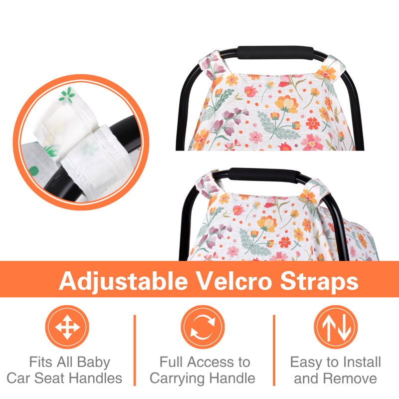 Metplus Muslin Carseat Cover for Babies,Breathable Infant Carseat Cover Lightweight Baby Carrier Cover for Girls Boys, Fit Spring Summer/Hot Days/Warm Weather - Image 2