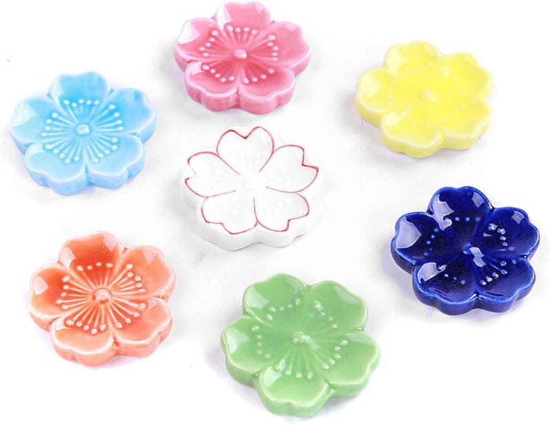 6pcs Japanese Style Ceramic Sakura Flower Chopstick Rest Spoon Fork Knife Holder