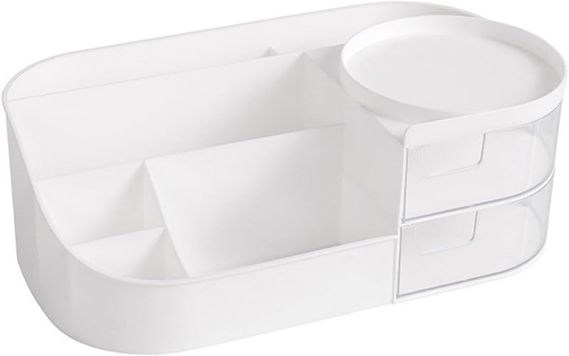 ROKTRY Makeup Organizer With Drawers,Brushes, Eyeshadow, Jewelry Desktop Vanity Holder Make up Organizer Dressing Table Plastic Cosmetics Holder with Drawer Bathroom Dressing Table Makeup - Image 1
