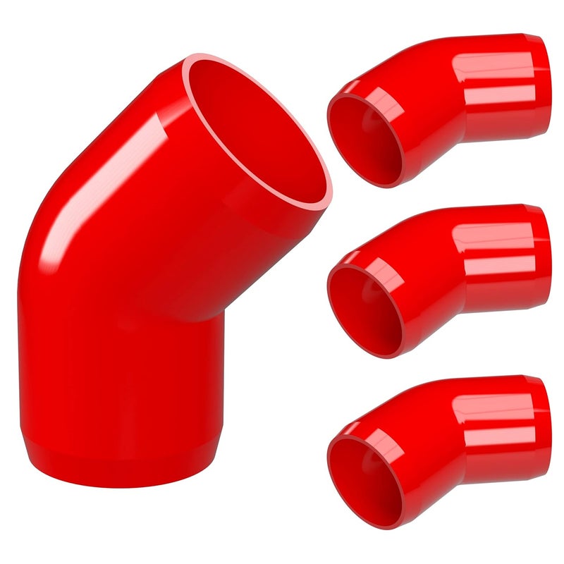 FORMUFIT 1-1/4” 45 Degree Furniture Grade PVC Fitting in Red, Made in USA, UV-Resistant, Impact-Proof, 1.660” Actual Socket Diameter (Pack of 4) - F11445E-RD-4 - Image 1