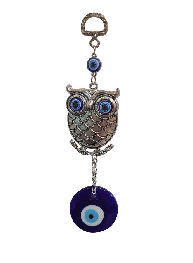 DT DECTONE Metal Owl Evil Eye Wall Hanging | Nazar Battu Showpiece For Home, Office, House | Protection And Good Luck Charm Gift In A Box | Hanging Ornament Ee-1501, Silver - Image 4