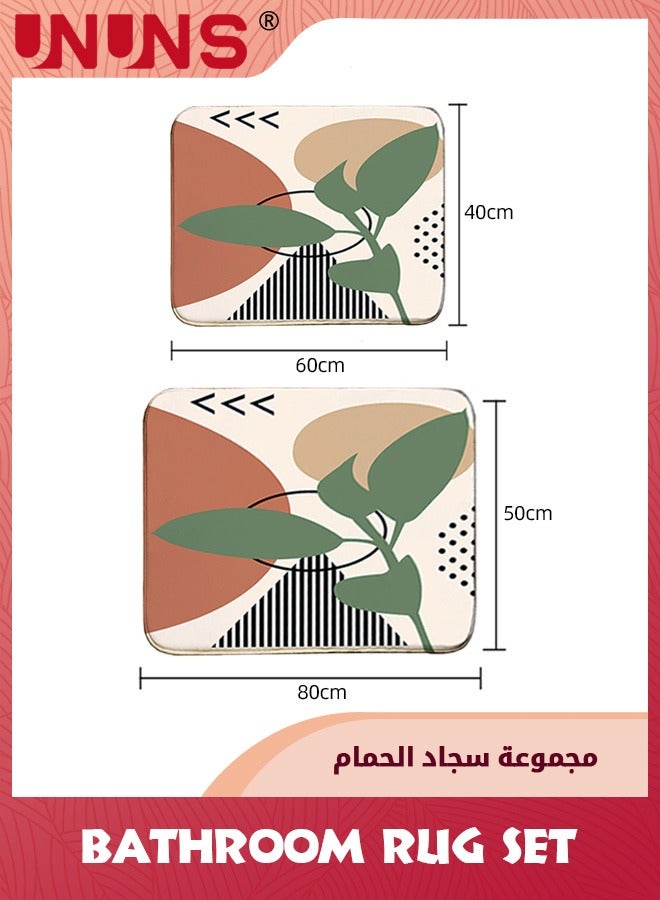 UNUNS 2Pcs Bathroom Rug Mat,Abstract Art Washable Cover Floor Rug,Non Slip Sets,40x60cm and 50x80cm - Image 3