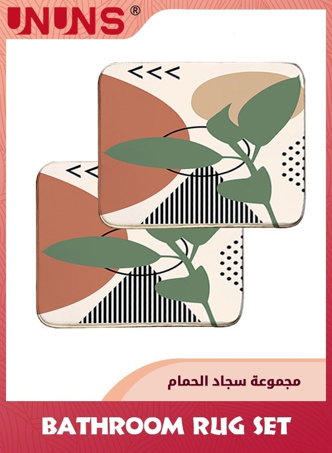 UNUNS 2Pcs Bathroom Rug Mat,Abstract Art Washable Cover Floor Rug,Non Slip Sets,40x60cm and 50x80cm - Image 1