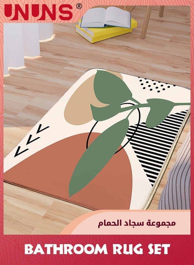 UNUNS 2Pcs Bathroom Rug Mat,Abstract Art Washable Cover Floor Rug,Non Slip Sets,40x60cm and 50x80cm - Image 2