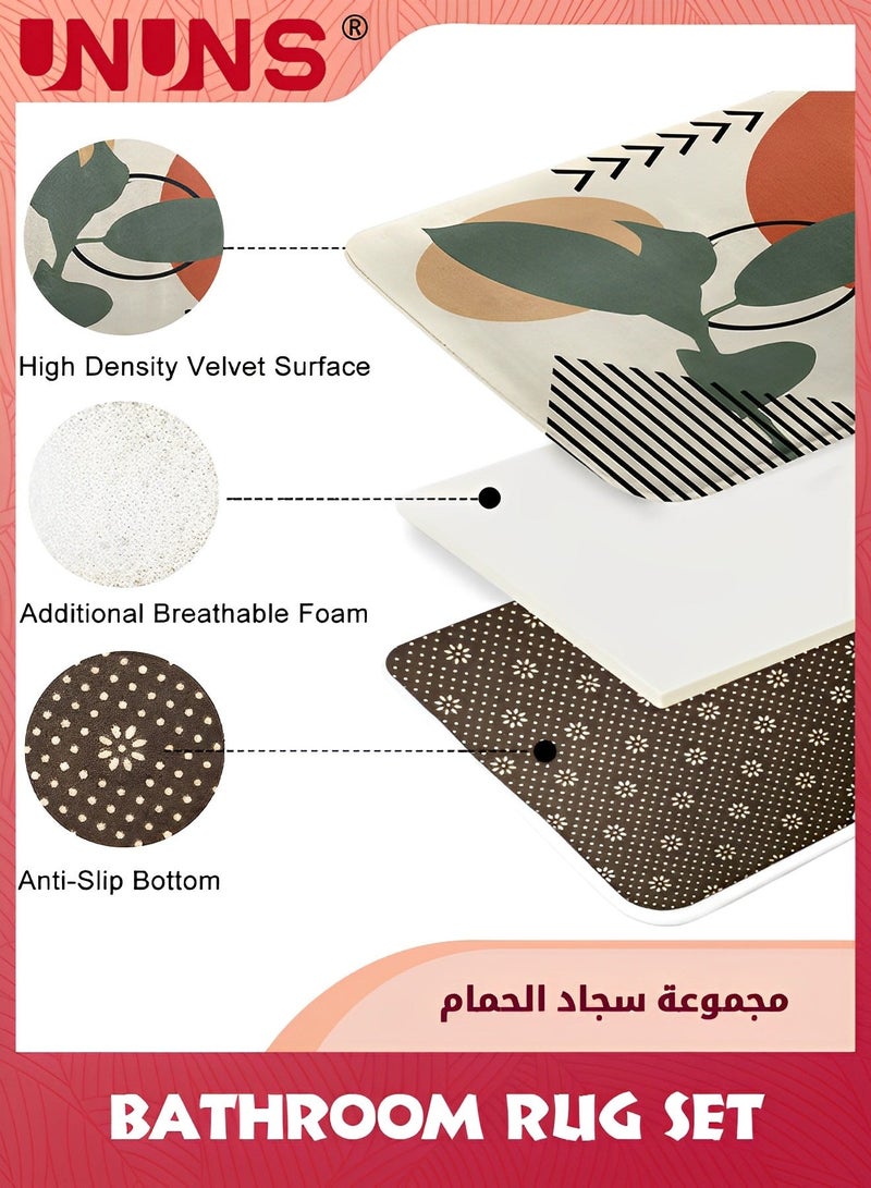 UNUNS 2Pcs Bathroom Rug Mat,Abstract Art Washable Cover Floor Rug,Non Slip Sets,40x60cm and 50x80cm - Image 5