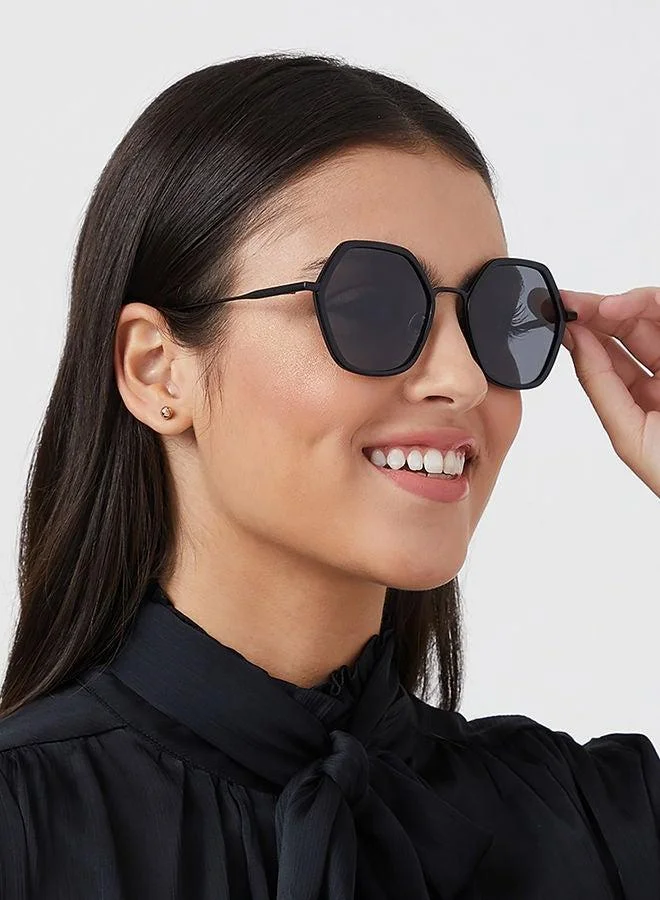 30Sundays 30Sundays EQUINOX,Women Sunglasses, Geometric Sunglasses, UV Protection: UV400 (Black,Gray)