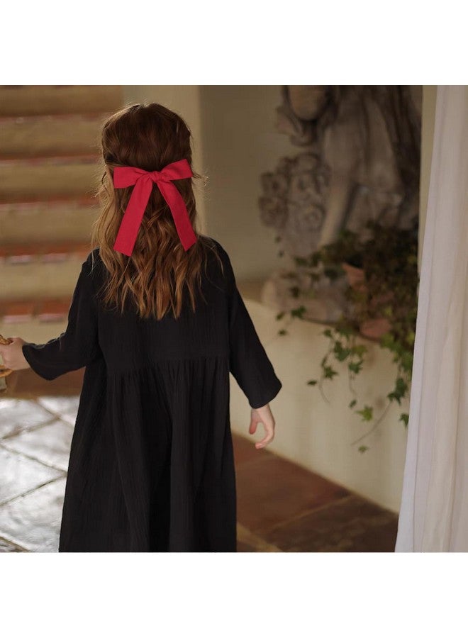 ميروكش مشابك شعر من القطن والكتان الأحمر مقاس 5 بوصات للفتيات في عيد الحب وعيد الميلاد ورأس السنة الجديدة وحفلات العطلات وإكسسوارات تزيين فساتين الكريسماس للأطفال وذيل حصان طويل وعقدة فيونكة ودبابيس شعر على شكل تمساح - Image 5