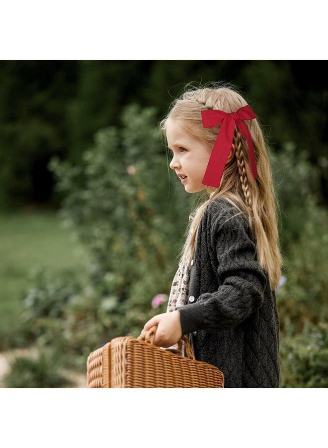 ميروكش مشابك شعر من القطن والكتان الأحمر مقاس 5 بوصات للفتيات في عيد الحب وعيد الميلاد ورأس السنة الجديدة وحفلات العطلات وإكسسوارات تزيين فساتين الكريسماس للأطفال وذيل حصان طويل وعقدة فيونكة ودبابيس شعر على شكل تمساح - Image 4