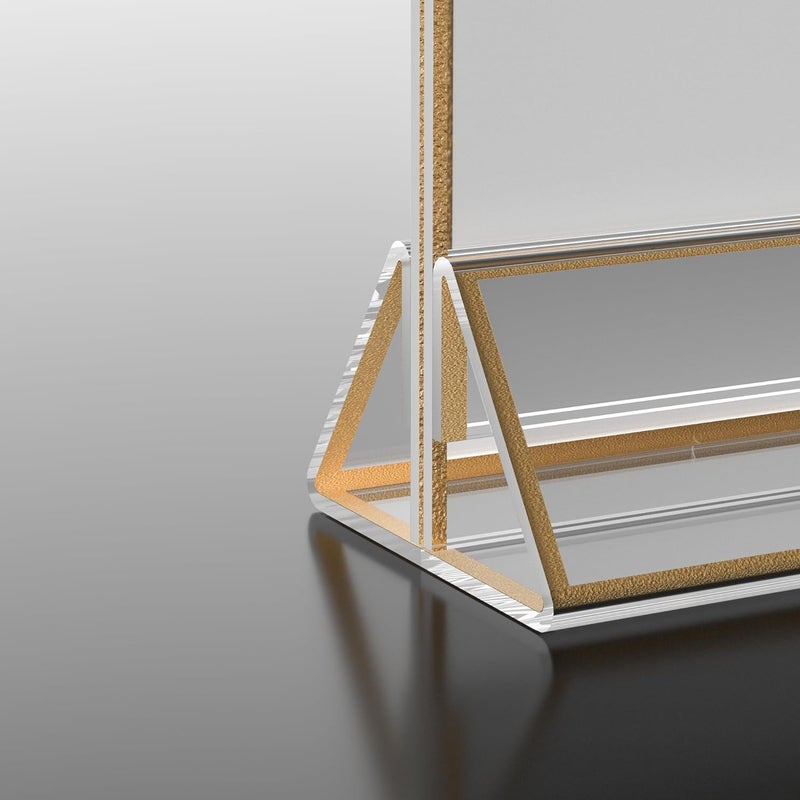 Sezanrpt Acrylic Table Card Holder Gold Edge 4x6 Horizontal 4 Pack, Clear Picture Frames, Acrylic Sign Holder for Restaurant Menu Display, Wedding Table Numbers (4x6 - Horizontal) - Image 3