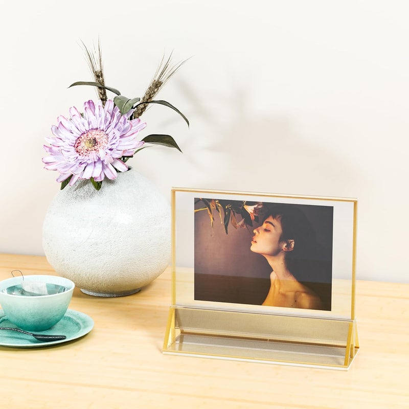 Sezanrpt Acrylic Table Card Holder Gold Edge 4x6 Horizontal 4 Pack, Clear Picture Frames, Acrylic Sign Holder for Restaurant Menu Display, Wedding Table Numbers (4x6 - Horizontal) - Image 5