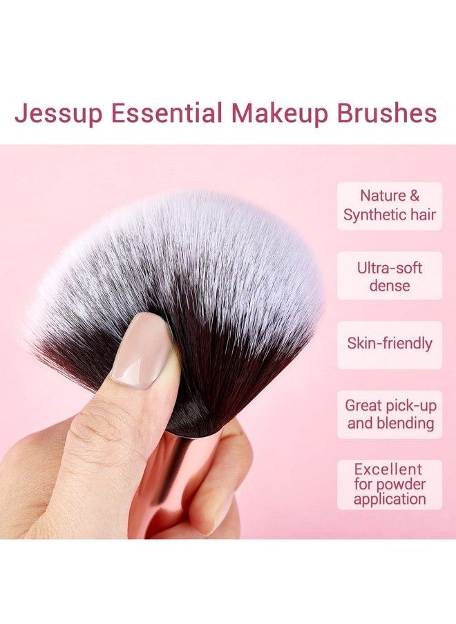 Jessup Makeup Brushes Labeled Makeup Brush Set Premium Synthetic And Natural Hair Foundation Powder Concealer Eyeshadow Blending 15Pcs Brush Kit Rose Gold/Black T160  - Image 4