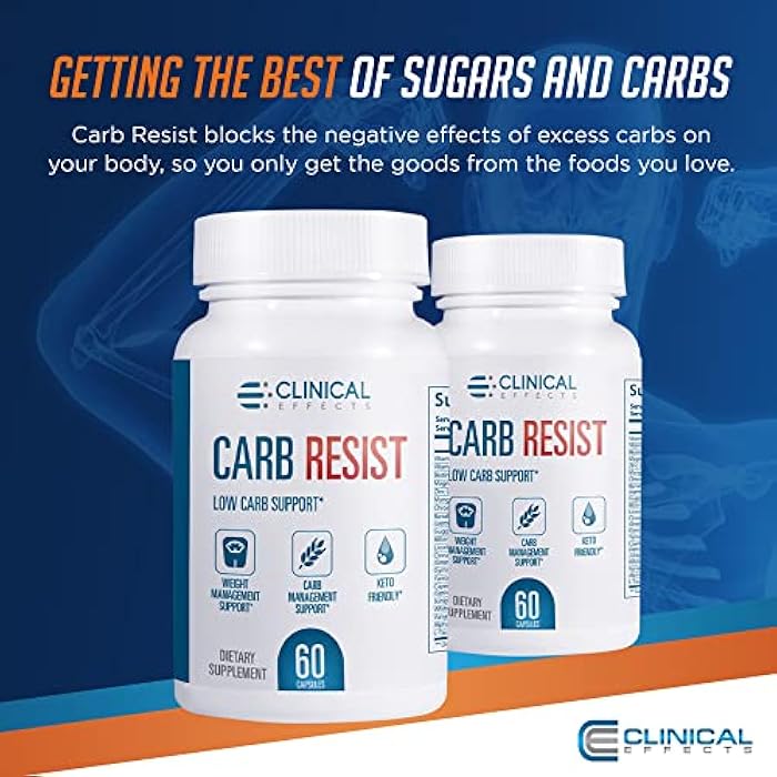 Clinical Effects Carb Resist - Carb Blocker with Vitamin C - 60 Capsules - Ideal for Keto or Low Carb Lifestyle - Supports Heart Health and Weight Management - Plant-Based - Image 4
