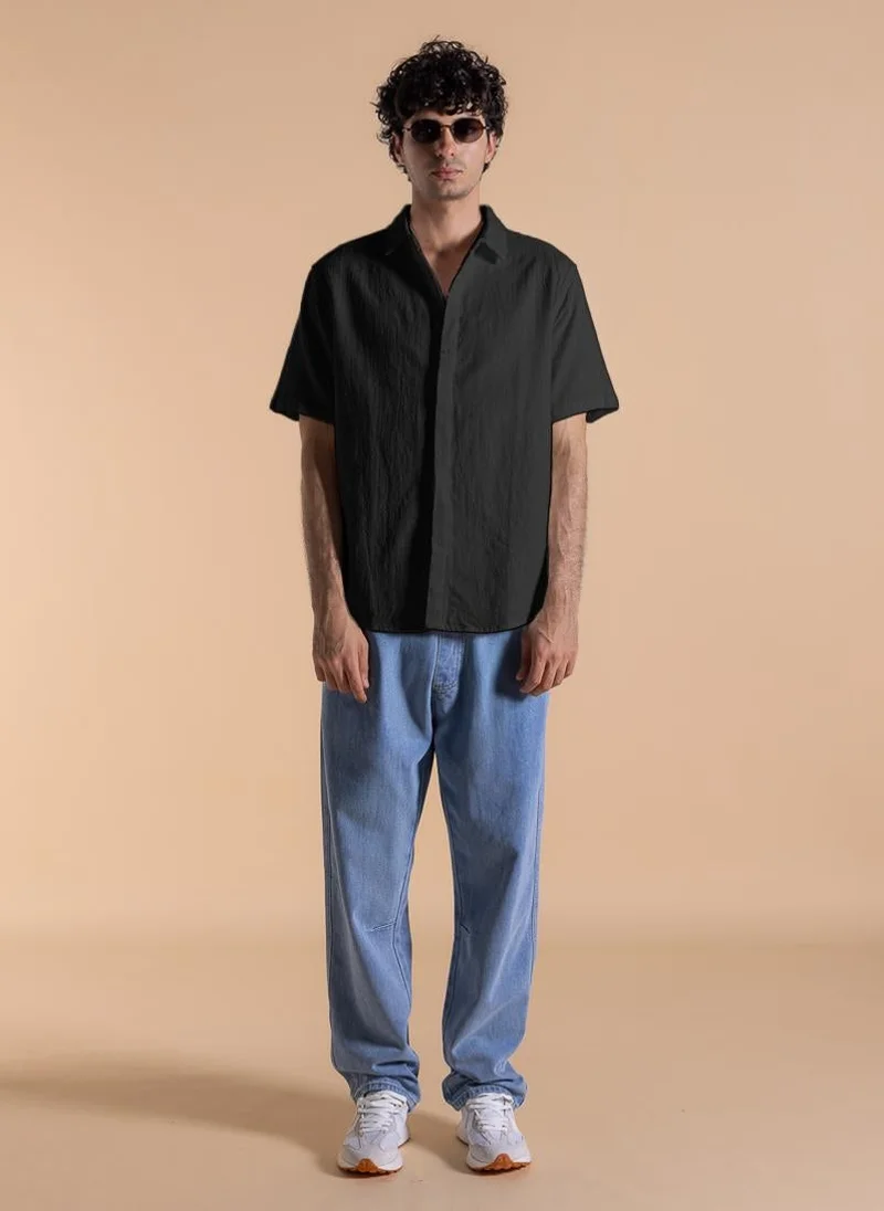 Shapes Black TEXTURED COMFORT SHIRT for Men | Best Price UAE
