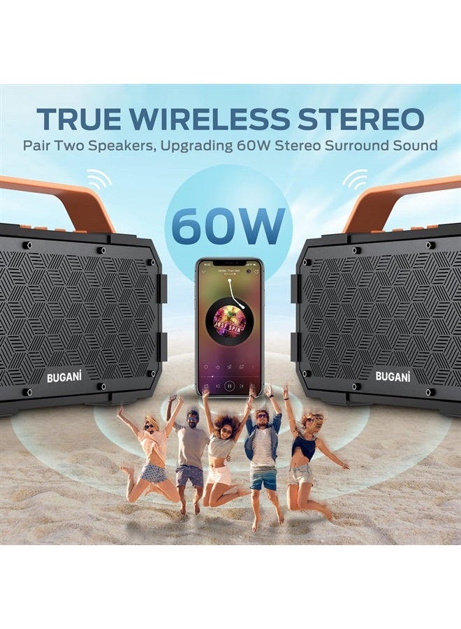 Bluetooth Speaker, Portable Bluetooth Speakers with 30W (40W Peak) Stereo Sound, Loud Bluetooth Speaker 24H Playtime Support TF Card/AUX, IPX6 Waterproof for Beach Camping Outdoor Indoor