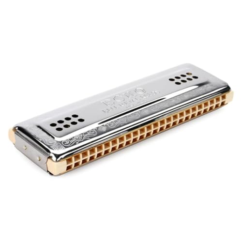 Hohner 56-CG Echo Harp 2x48 C and G Keys Tuned Tremolo Harmonica with Double Lacquered Maple Comb and Detuned Reed Pairs (Stainless Steel) - Image 1