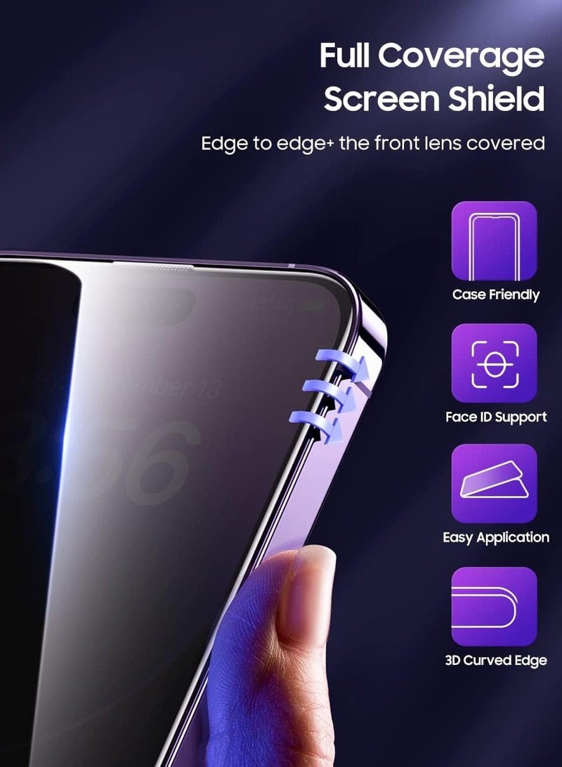 Color Fans iPhone 15 Plus Privacy Screen Protector (2023 Dust-Free Install), Full Coverage Tempered Glass Film 9H Hardness, Bubble Free - Image 4