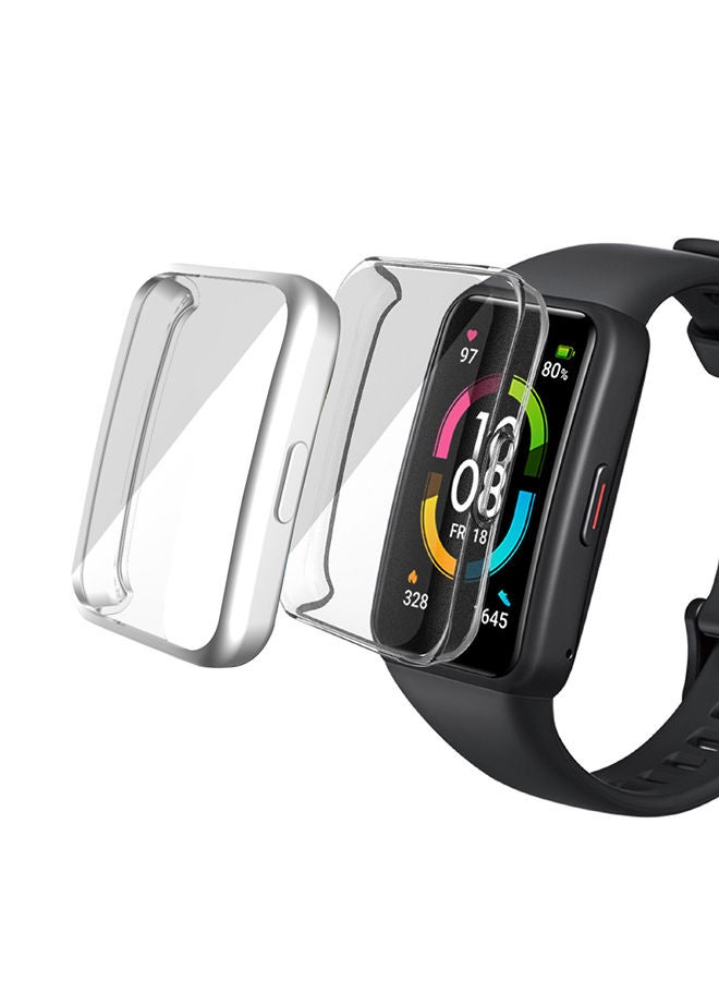 O Ozone [Pack of 2] TPU Watch Case For Huawei Band 7 - Silver/ Clear  - Image 1