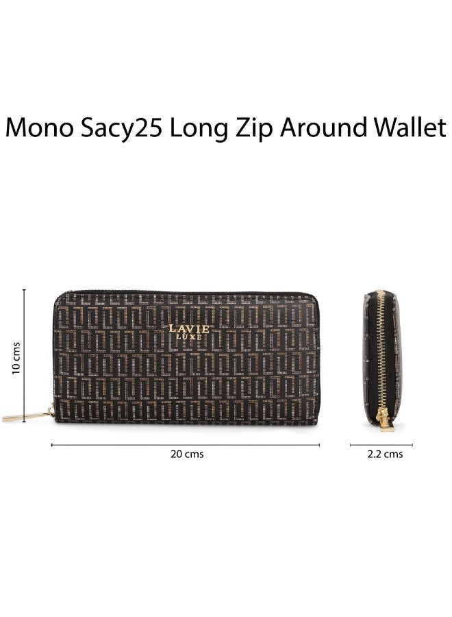 Lavie Luxe Women's Mono Sacy25 Long zip around wallet (Black) - Image 5