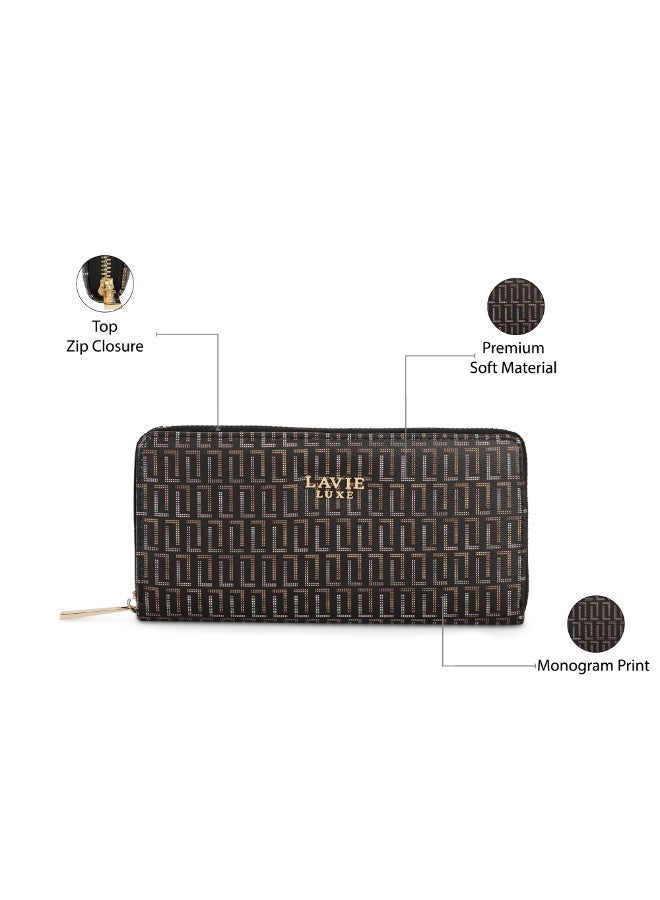 Lavie Luxe Women's Mono Sacy25 Long zip around wallet (Black) - Image 4