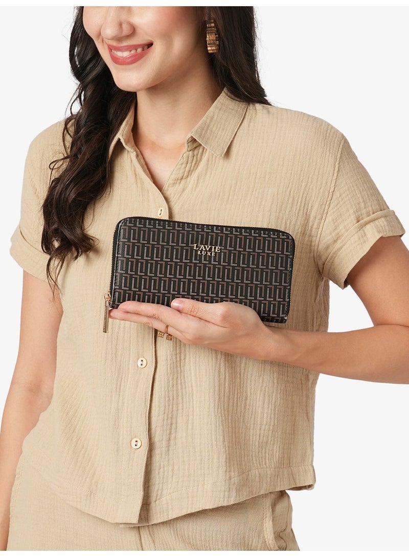 Lavie Luxe Women's Mono Sacy25 Long zip around wallet (Black) - Image 2