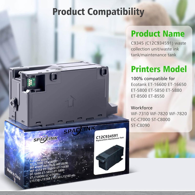Spaceink C9345 Ink Maintenance Box Tank for ET-8550 ET-16600 ET-5850 ET-5800 ET-16650 ET-8500 WF-7840 WF-7820 ET-5880 WF-7310 ST-C8000 ST-C8090 Printer (PXMB9/C12C934591 Waste - Image 2