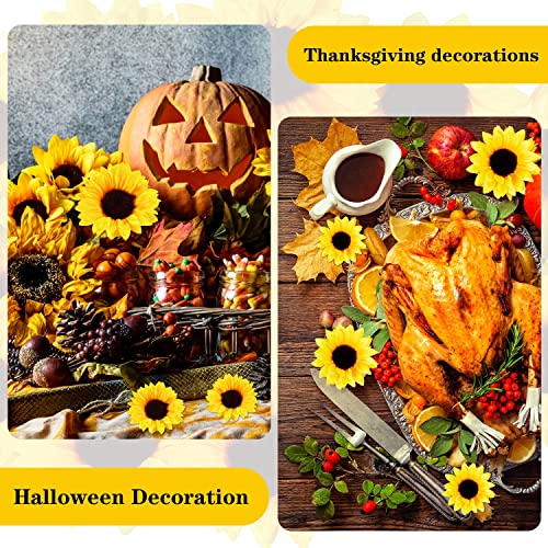 Coferset 40pcs Fake Sunflower Heads with Stems, 4" Sunflower Artificial Silk Flower Heads for Party Baby Shower Wedding Making Handicrafts Home Decor(Yellow) - Image 5