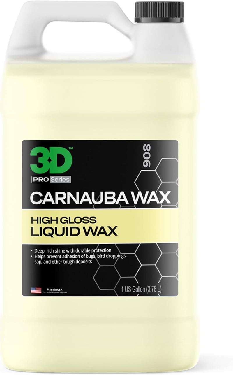 3D Carnauba Wax - 1 Gallon | High Gloss Liquid Wax for Ultimate Protection - Image 1
