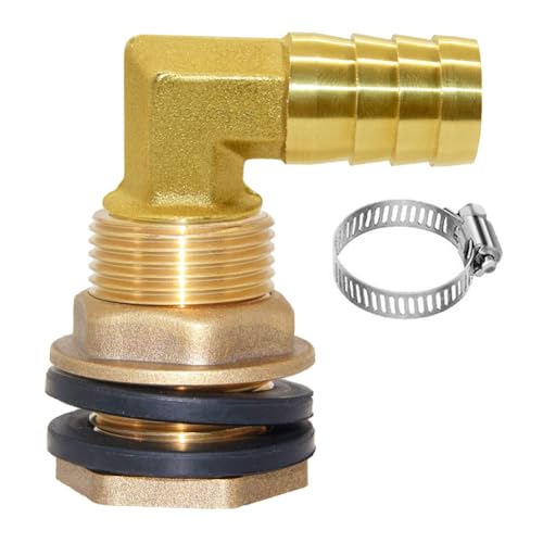 Joywayus Brass 12 NPT Female x 34 GHT Male Water Tank Connector 58 Barb x 12 NPT Male Hose Pipe Elbow Connector - Image 1