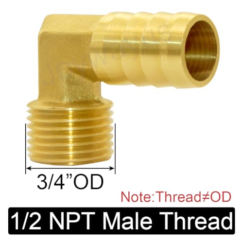 Joywayus Brass 12 NPT Female x 34 GHT Male Water Tank Connector 58 Barb x 12 NPT Male Hose Pipe Elbow Connector - Image 3