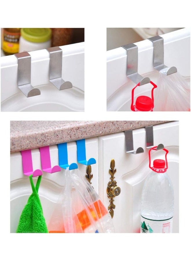JCBIZ 2 Pack Over The Door Hooks Stainless Steel Seamless Nail-Free Bathroom Kitchen Z Shape Back Door Hook Rack Hanger Organizer Silver (Fit for Thickness: Less Than 1.8cm/4cm) - Image 5