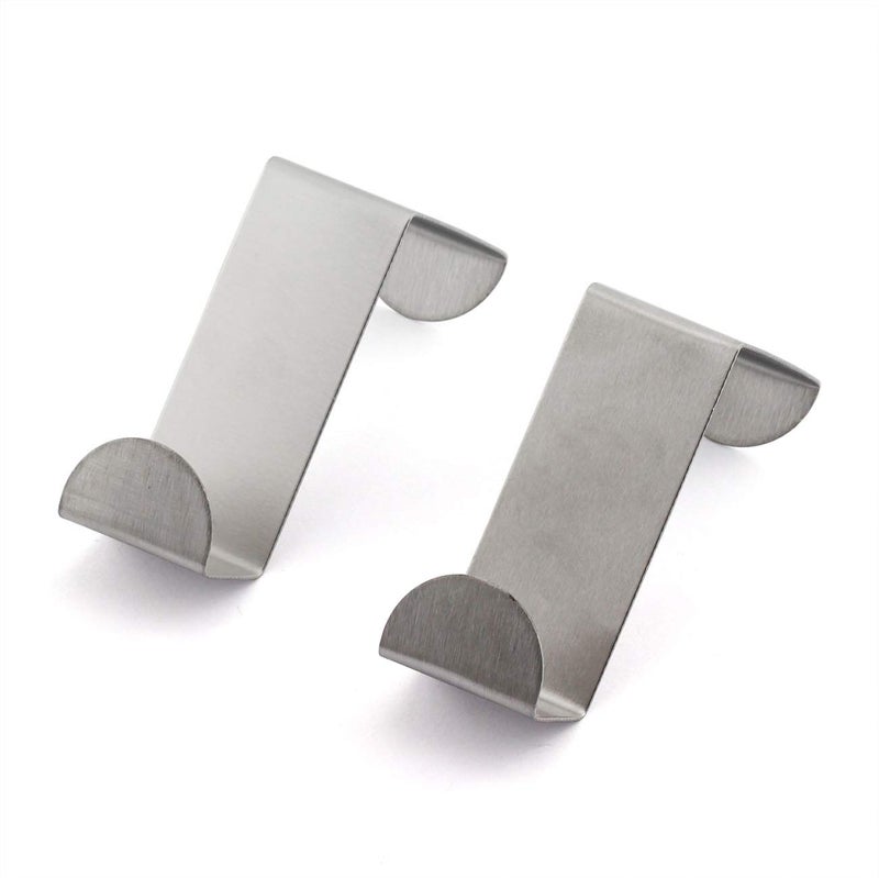 JCBIZ 2 Pack Over The Door Hooks Stainless Steel Seamless Nail-Free Bathroom Kitchen Z Shape Back Door Hook Rack Hanger Organizer Silver (Fit for Thickness: Less Than 1.8cm/4cm) - Image 1
