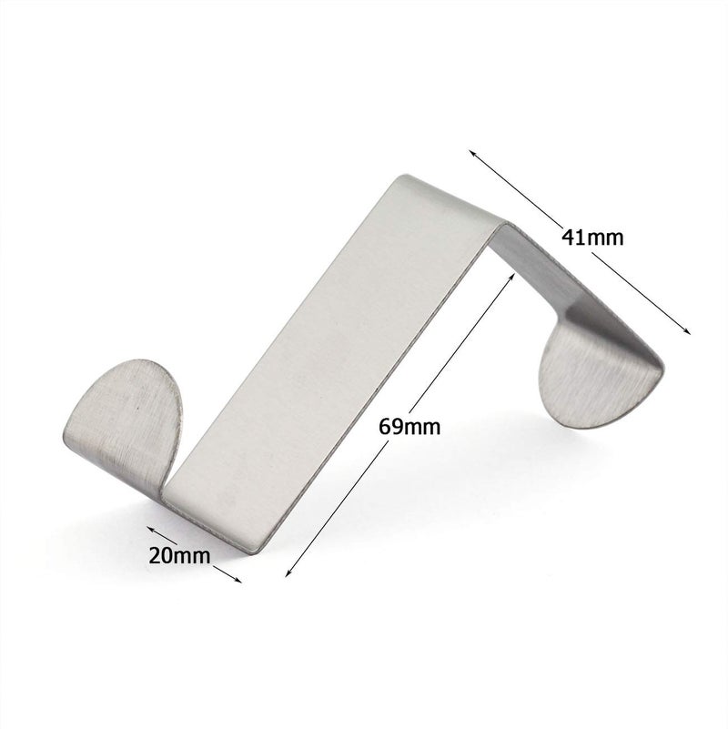 JCBIZ 2 Pack Over The Door Hooks Stainless Steel Seamless Nail-Free Bathroom Kitchen Z Shape Back Door Hook Rack Hanger Organizer Silver (Fit for Thickness: Less Than 1.8cm/4cm) - Image 2