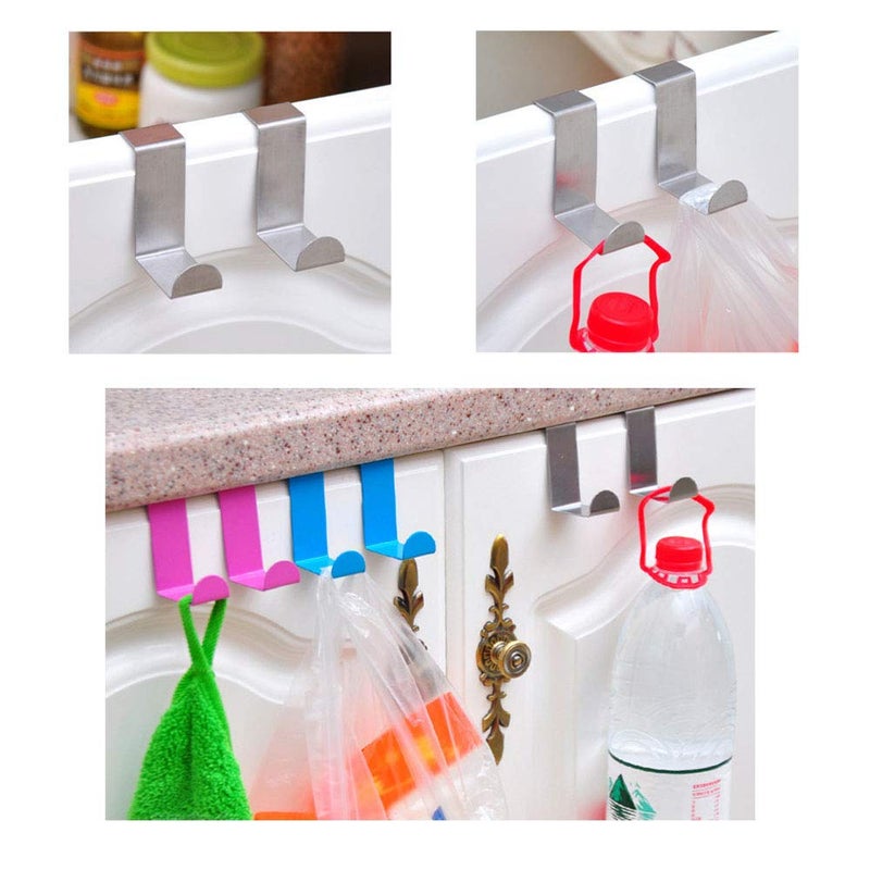 JCBIZ 2 Pack Over The Door Hooks Stainless Steel Seamless Nail-Free Bathroom Kitchen Z Shape Back Door Hook Rack Hanger Organizer Silver (Fit for Thickness: Less Than 1.8cm/4cm) - Image 4