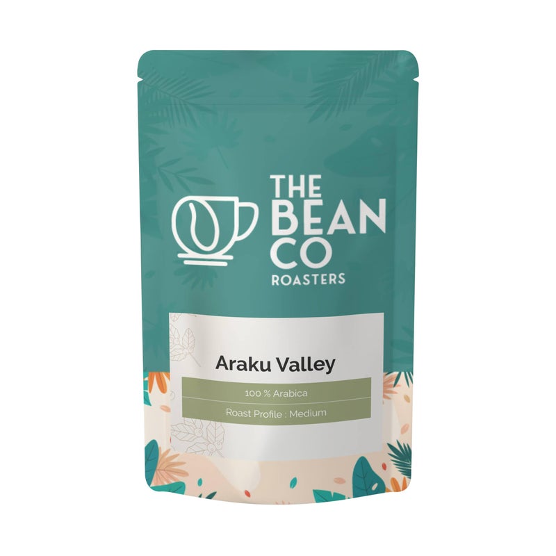 THE BEAN CO حبوب القهوة المحمصة من وادي أراك | 100% أرابيكا | حبوب قهوة كاملة (250 جرام) - كيس - Image 1
