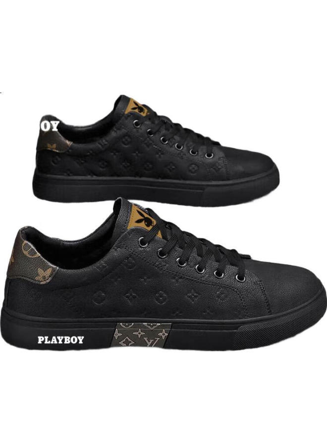 PLAYBOY Men'S Shoes Spring/Summer Season Canvas Shoes Men'S All-Match Casual Shoes Men'S Sports Shoes Black Size 43 - Image 1