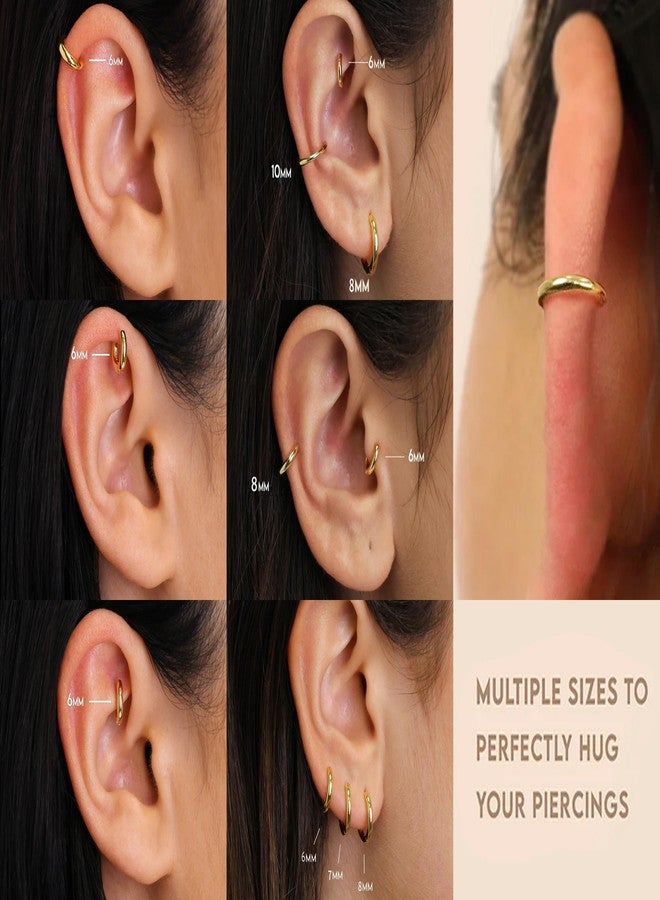 Poxtex Gold Huggie Hoop Earrings for Women, Small Earring Set for Men, Stainless Steel Hypoallergenic Cute Trendy Mini Thin Tiny Cartilage Stacks Earrings Sets for Women Multiple Piercing Jewelry Gift - Image 4
