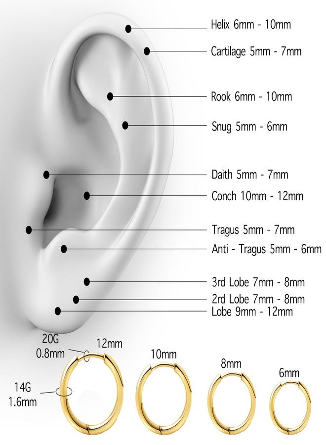 Poxtex Gold Huggie Hoop Earrings for Women, Small Earring Set for Men, Stainless Steel Hypoallergenic Cute Trendy Mini Thin Tiny Cartilage Stacks Earrings Sets for Women Multiple Piercing Jewelry Gift - Image 5