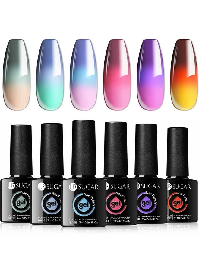 UR SUGAR - Color Changing Gel Nail Polish Set 6 Colors Temperature Red Pink Purple Mood Changing Long Lasting Soak Off Manicure Diy Home Kit For Women - Image 1