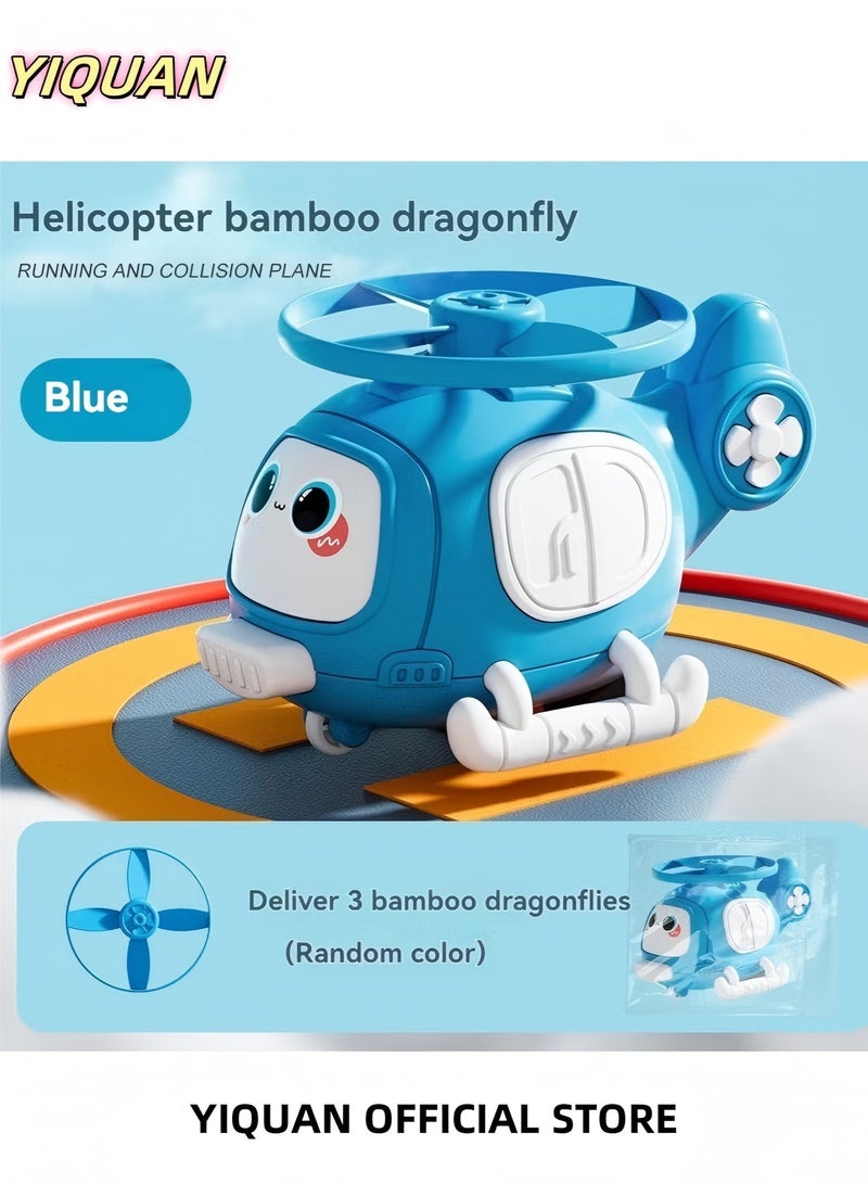 YIQUAN Children's rotating inertia toy aircraft: bamboo dragonfly, frisbee, airplane, helicopter, collision gift toy car, suitable for boys and girls in one package - Image 1