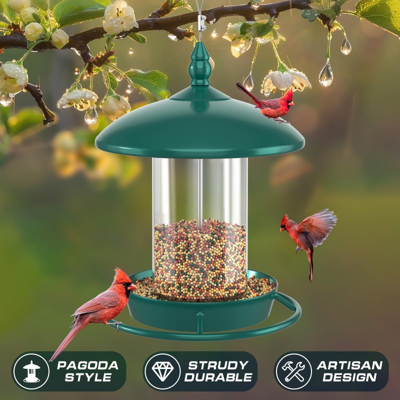 Youvip Pack of 2 Bird Feeder for Outdoor Hanging. Green - Image 5