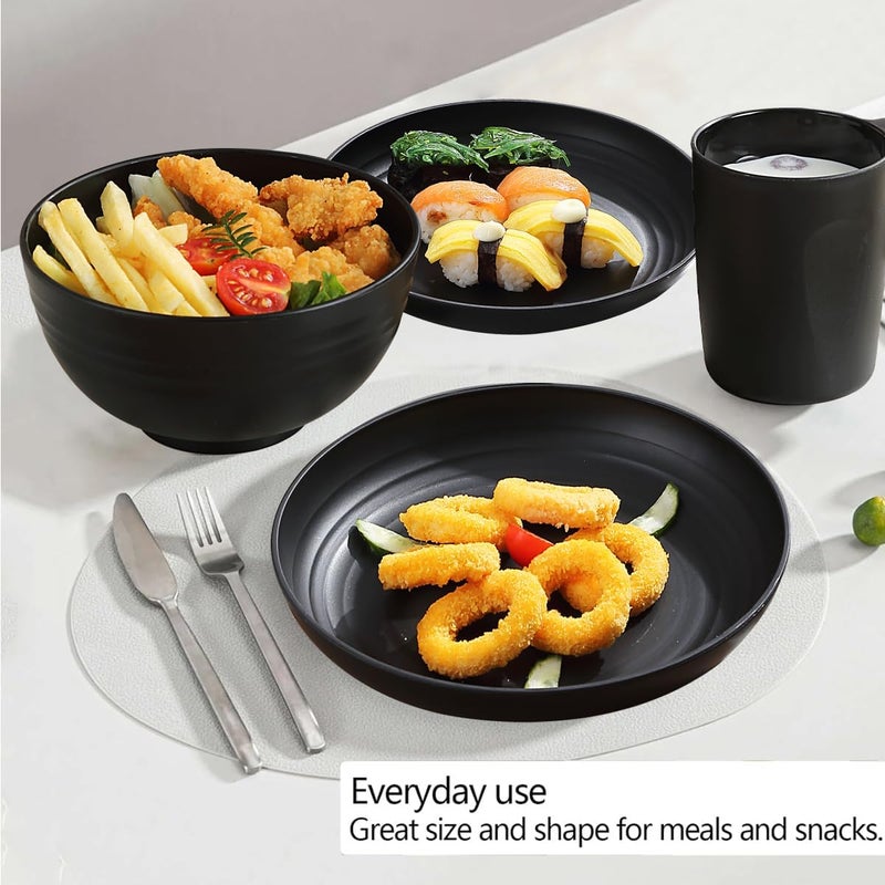 Kyraton Plastic Dinnerware Sets of 32 Pieces, Unbreakable And Reusable Light Weight Plates Mugs Bowls Dishes Easy to Carry And Clean Microwave Safe BPA Free Dishwasher Safe Service For 8 - Image 4