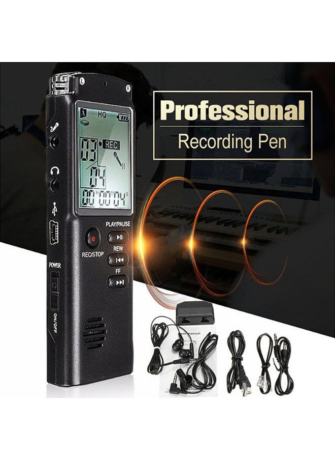 Generic - 8GB Digital Voice Recorder Voice Activated Recorder MP3 Player 1536Kbps HD Recording Noise Reduction Dual Condenser Microphone 13h Continuous recording with WAV MP3 Player Telephone Recording - Image 1