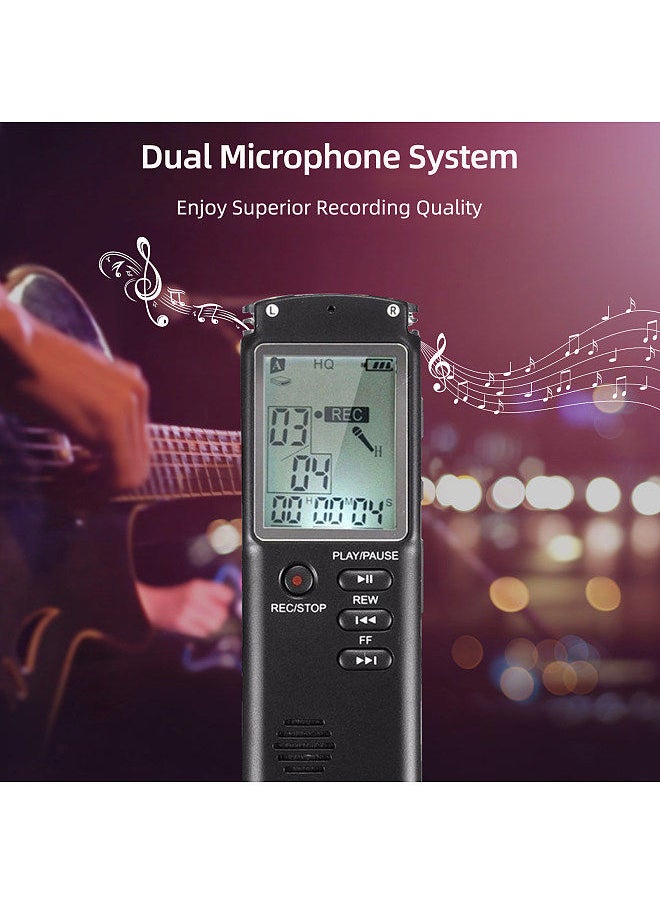 Generic - 8GB Digital Voice Recorder Voice Activated Recorder MP3 Player 1536Kbps HD Recording Noise Reduction Dual Condenser Microphone 13h Continuous recording with WAV MP3 Player Telephone Recording - Image 1