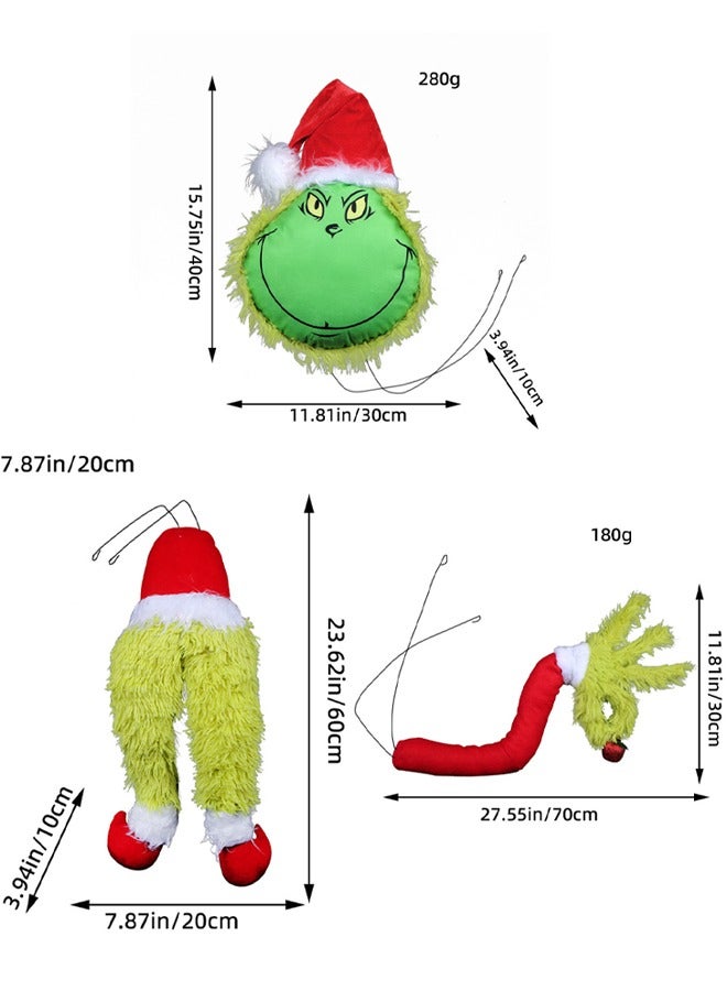 VUCATIN Christmas Tree Decorations Green Elf Plush Head Hand and Legs DIY Xmas Tree Decor Home Party Supplies Festival Elf Stuffed Toy for Festival Holiday Home Party Decoration (Hands Head Legs 3Pcs) - Image 2