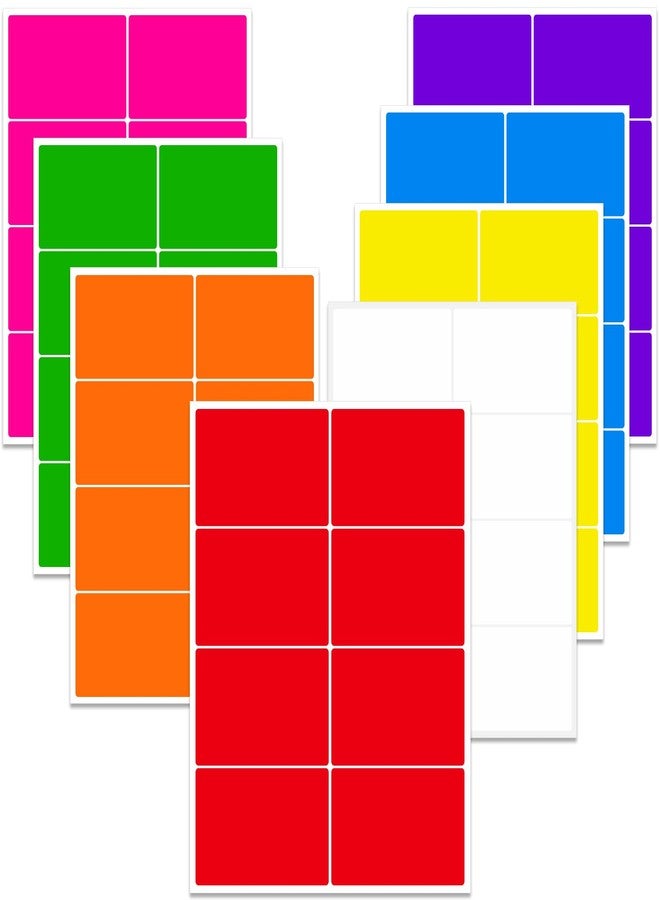 Ouzoustate Colored Labels Stickers 3" x 2" Rectangular Removable Moving Stickers Labels for Packing Boxes 8 Large Adhesive Color Coding Labels - 256 Pack (Colorful) - Image 1