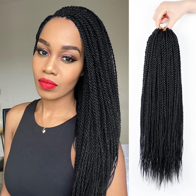 NAYOO Senegalese Twist Crochet Hair For Black Women  8 Packs 35 StrandsPack Small Twist Crochet Braids Hair Hot Water Setting Crochet Braiding Hair Straight Ends18 Inch 1B