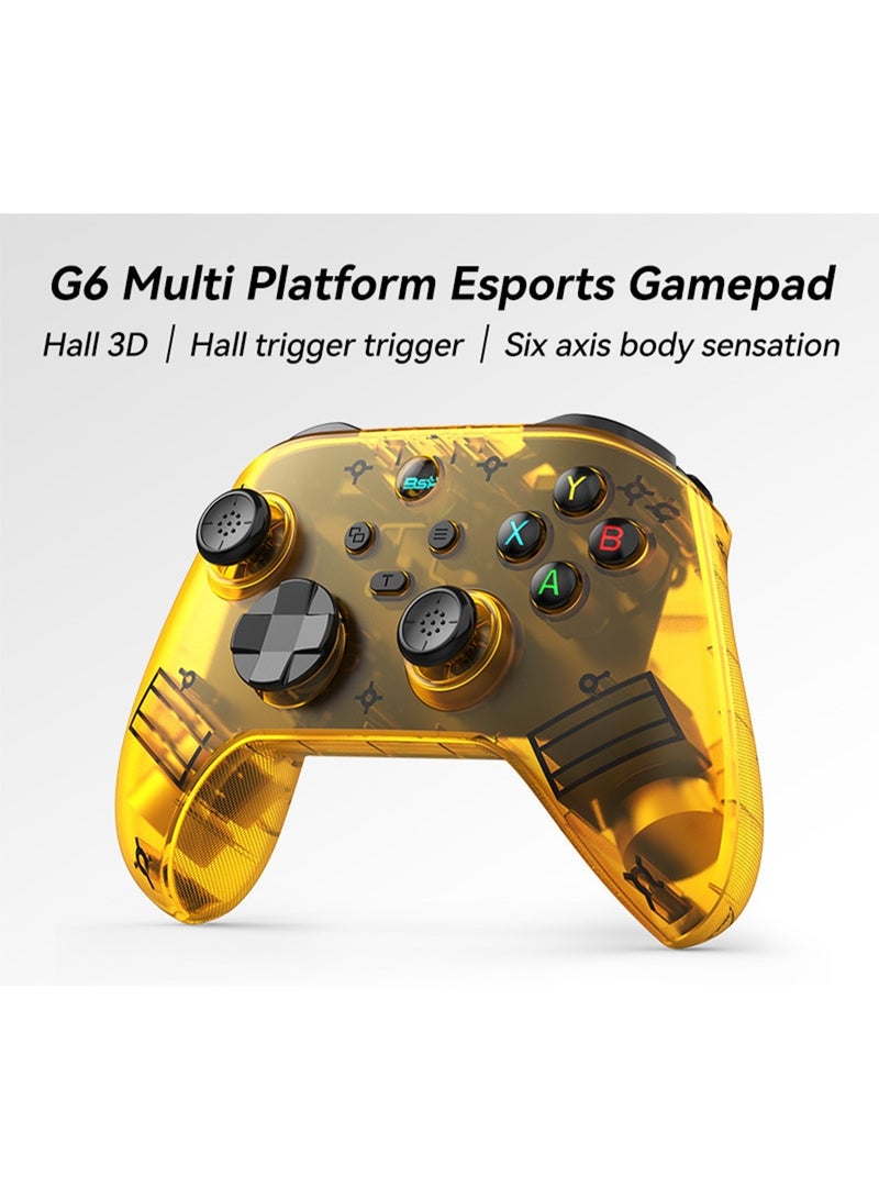 BSP Classic Transparent Gamepad BSP G6 Wireless Game Controller for Switch / PC / iOS / Android with Hall Joystick/Hall trigger, TURBO Continuous Transmission, Asymmetric Double Vibration Motor, 6-Axis Gyroscope, Programmable Back Buttons, Anti Slip Texture - Image 1