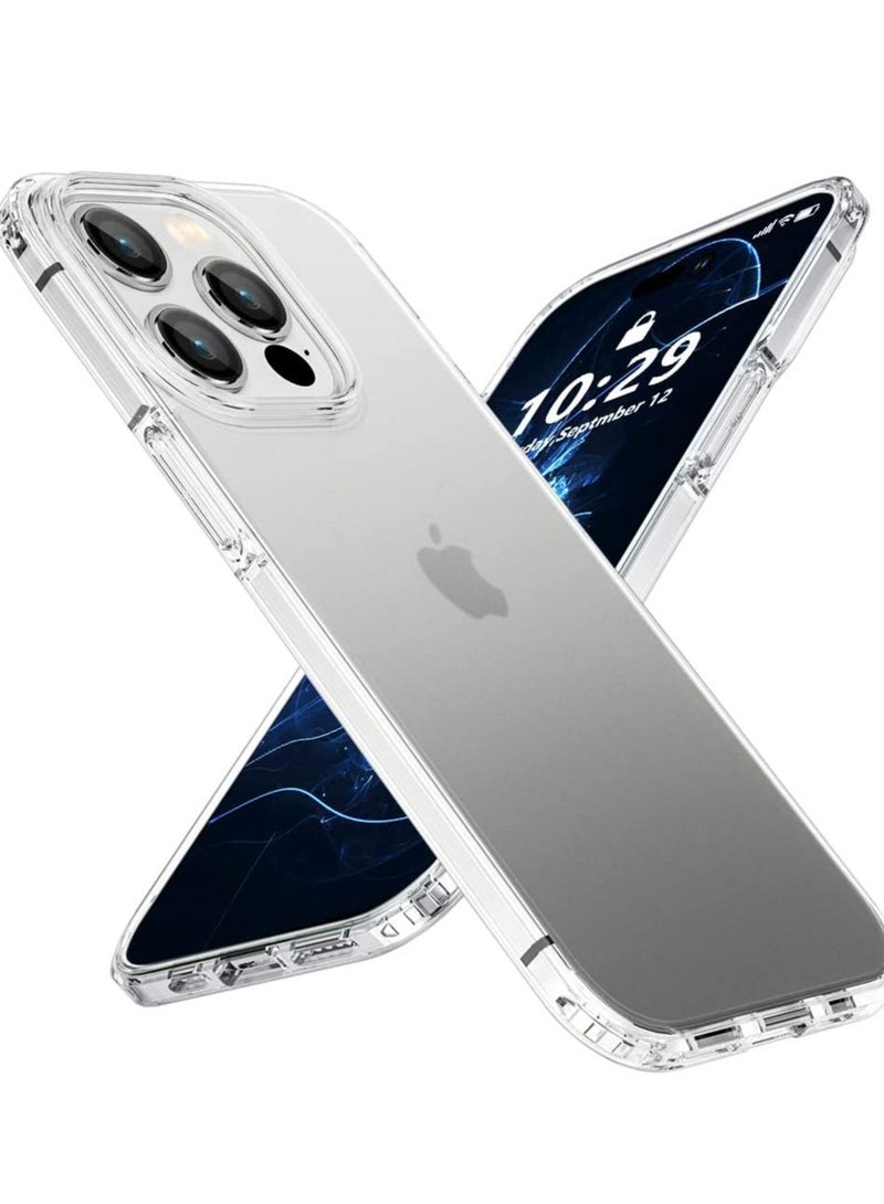ELTRAZONE Shockproof Compatible iPhone 14 Pro Max Case Frosted Translucent Thin [Military Grade Drop Protection]Anti-Drop Hard PC Back with Soft Silicone Edge Slim Protective Cover 2022 6.7"-Clear - Image 1