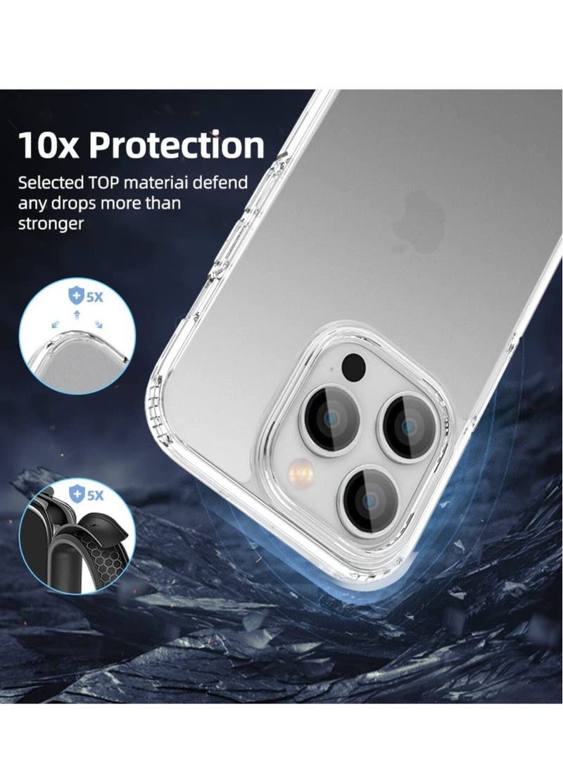 ELTRAZONE Shockproof Compatible iPhone 14 Pro Max Case Frosted Translucent Thin [Military Grade Drop Protection]Anti-Drop Hard PC Back with Soft Silicone Edge Slim Protective Cover 2022 6.7"-Clear - Image 3