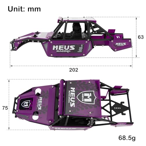 MEUS RACING Mantis24 Body with Roll Cage for Axial 124 SCX24 RC Crawler Purple - Image 5